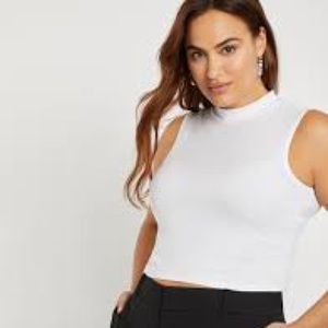Eloquii Rib Crop Top in Heather Grey
